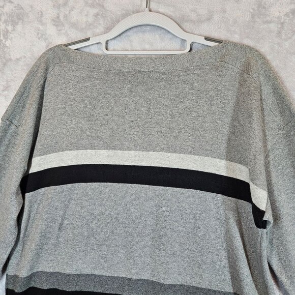 Gap sweater Sweater Mens L Grey Black stretch striped Career Office warm beach - Picture 4 of 10